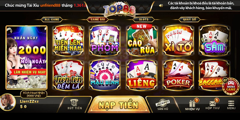 Sảnh Casino tại Top88